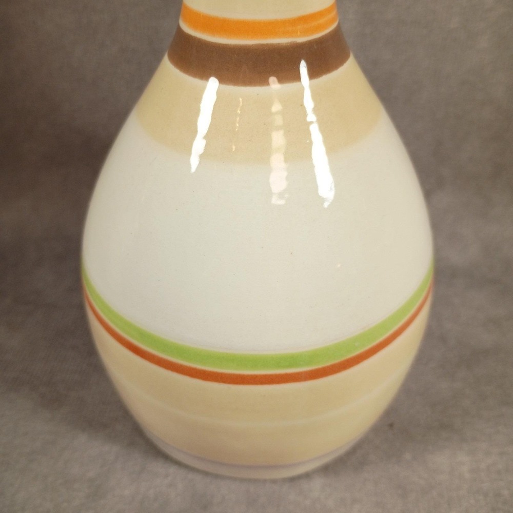 Jill Rosenwald Arte y Barro Ceramic Bud Vases Pair Boho Striped Hand Painted - Picture 4 of 9
